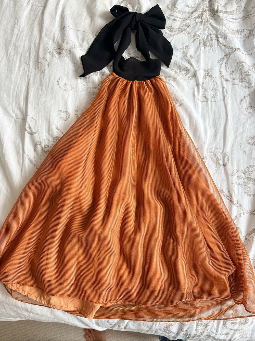 Black & Rust Orange with super fun neck tie! Perfect for a girls night out!